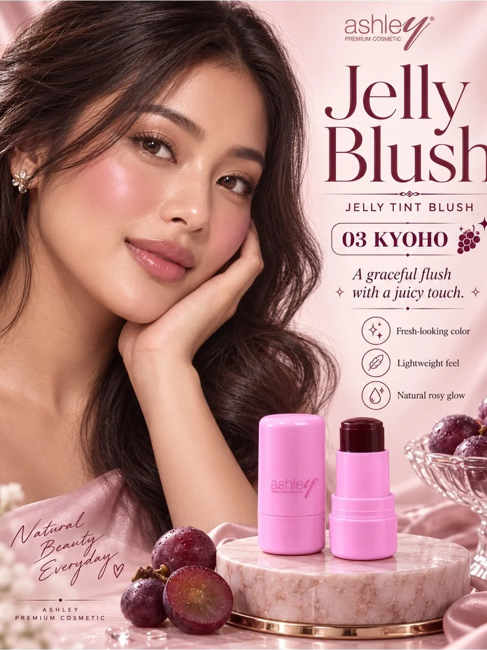 Ashley Jelly Blush 03 Kyoho | Thai T-Beauty Jelly Tint Blush